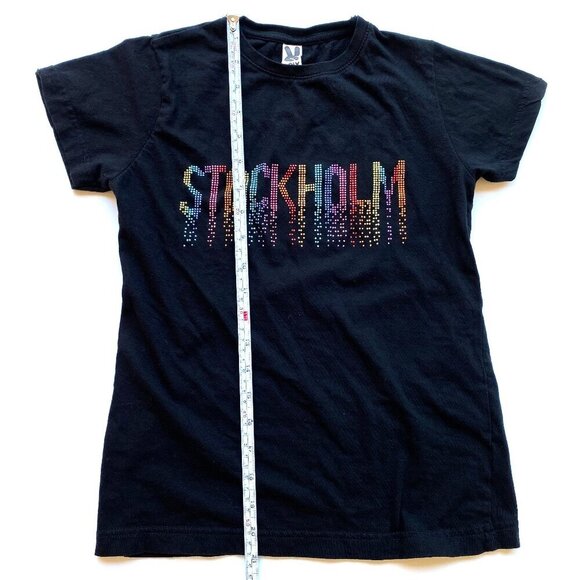 Stockholm Rhinestone Rainbow T-Shirt Black Women’s Small - Picture 7 of 9